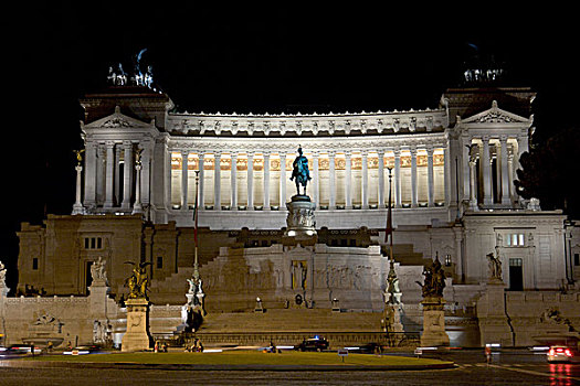 维克多艾曼纽二世纪念堂,维托里安诺,设计,墓地,未知,军人,夜晚,威尼斯广场,罗马,意大利,欧洲
