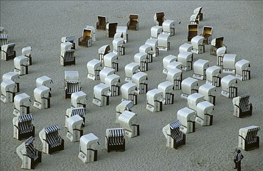 沙滩椅,塞林,海滩,梅克伦堡州,德国