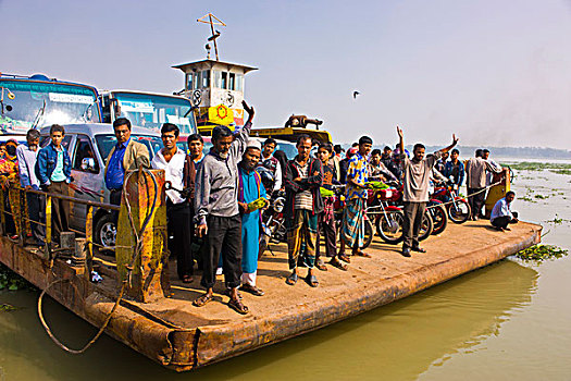 渡轮,上方,河,孟加拉,亚洲
