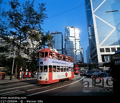香港,维多利亚,有轨电车,摩天大楼