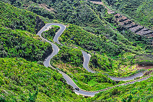 弯曲,道路,山谷