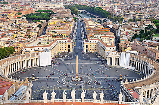 风景,上方,圣彼得广场,穹顶,圣彼得大教堂,梵蒂冈,罗马,拉齐奥,意大利,欧洲