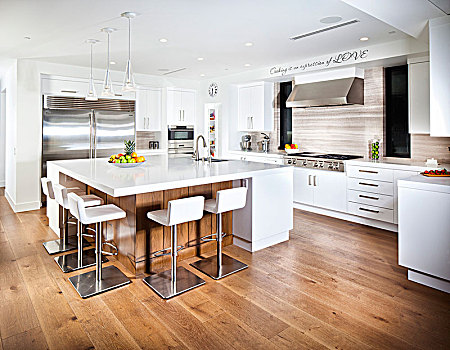 白色,厨房,实木地板