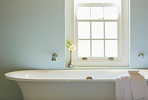 湿透,浴缸,仰视,窗户,奢华,卫生间