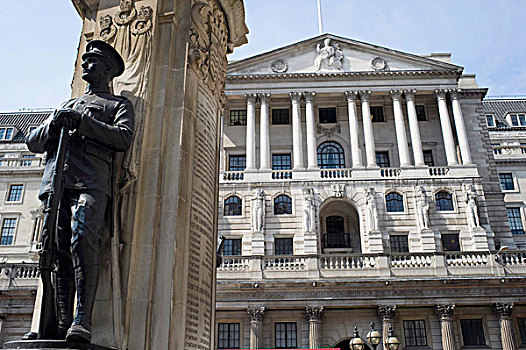 军人,雕塑,纪念,正面,英格兰银行,建筑,伦敦,英格兰