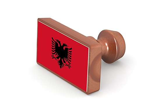 留白,木质,图章,阿尔巴尼亚,旗帜