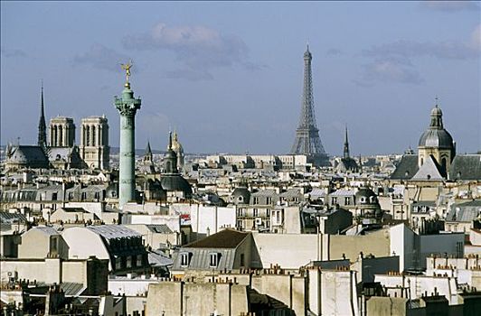 法国,巴黎,七月,柱子,圣母大教堂,埃菲尔铁塔