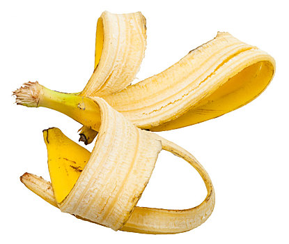 外皮,一个,黄色,香蕉,隔绝,白色背景