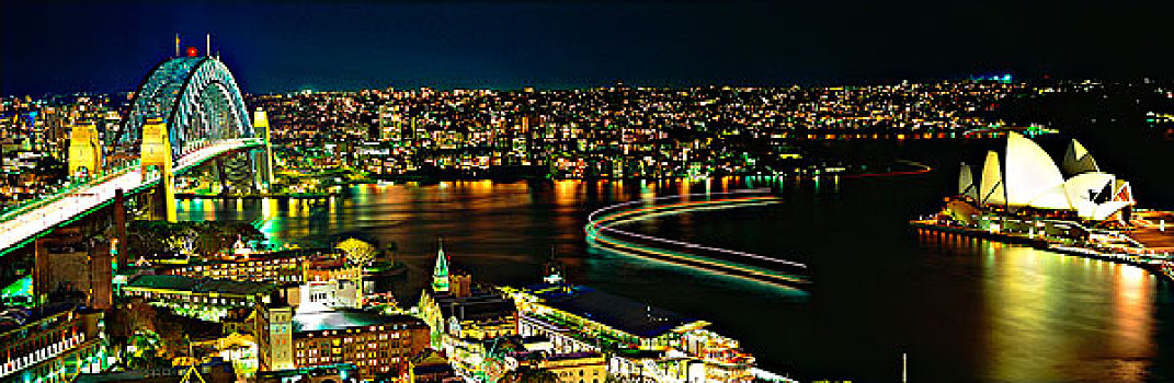 城市,悉尼港,夜晚,澳大利亚