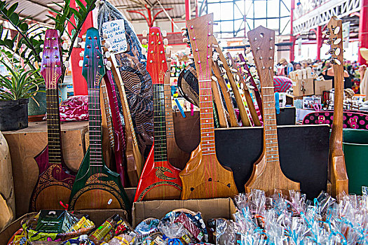 夏威夷四弦琴,中央市场,帕皮提,塔希提岛,法属玻利尼西亚