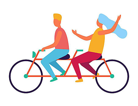 情侣,骑,一前一后,双胞胎,自行车,隔绝,白色背景,背景,幸福之家,消费,时间,一起,女士,蓝色,围巾,顶着
