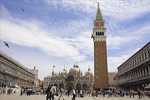 仰视,钟楼,大教堂,威尼斯,意大利