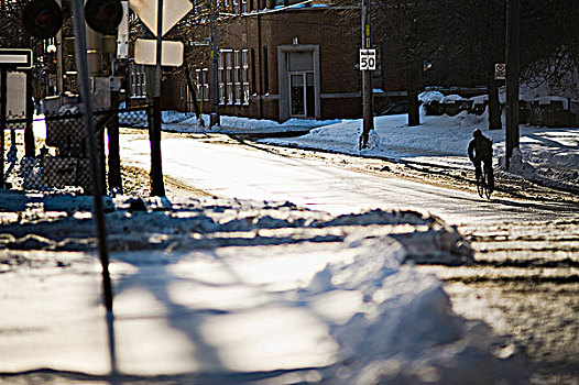 加拿大,冬天,积雪,道路