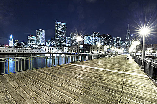 木地板,城市,旧金山,夜晚