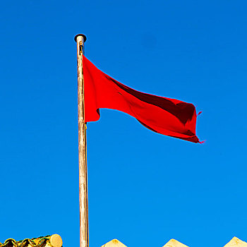 摆动,旗帜,蓝天,突尼斯,彩色,城垛