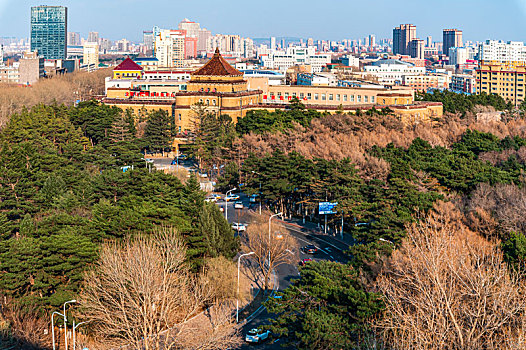 初春的中国长春城区景观