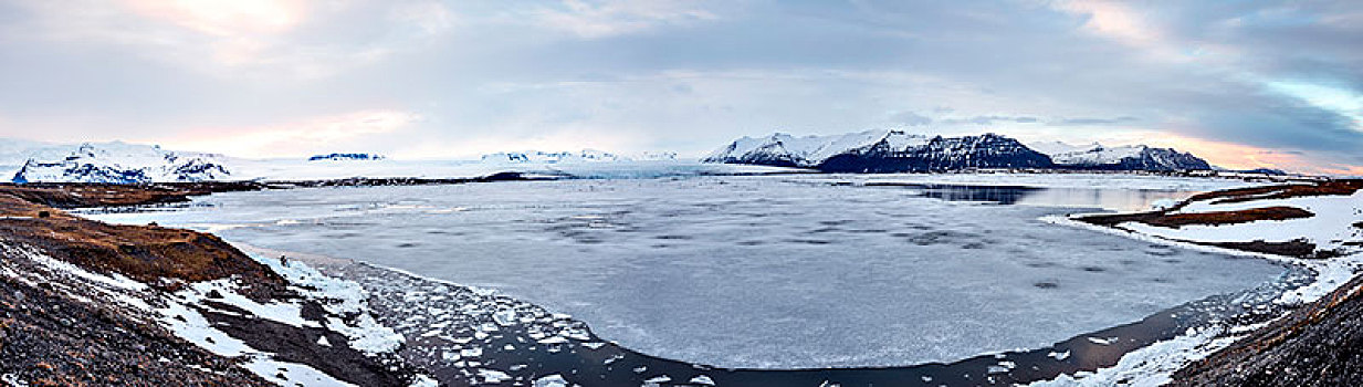 冰冻,冰河,杰古沙龙湖,泻湖,结冰,湖,南方,边缘,瓦特纳冰川,东南部,冰岛