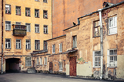 街道,碎片,黄色,房子,俄罗斯