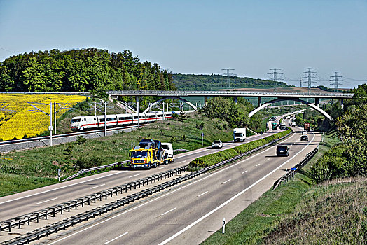 列车,公路,桥