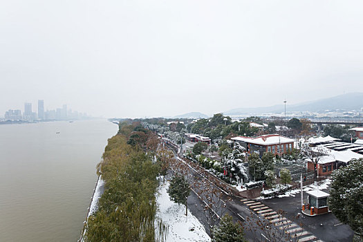 湘江橘子洲雪景