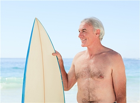 退休,男人,冲浪板