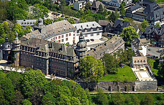 风景,上方,城堡,城镇,坏,北莱茵威斯特伐利亚,德国