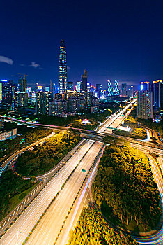 中国广东深圳福田滨海新洲立交桥夜景