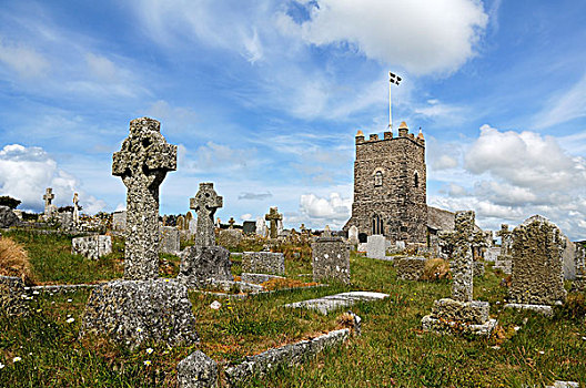 教堂,墓地,尖顶,建造,大教堂,康沃尔,英格兰,英国,欧洲
