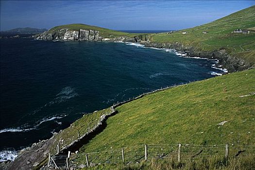 俯视,风景,海岸线,丁格尔半岛,爱尔兰