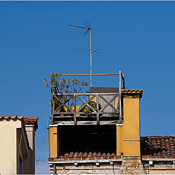 电视天线,屋顶,威尼斯,建筑细节