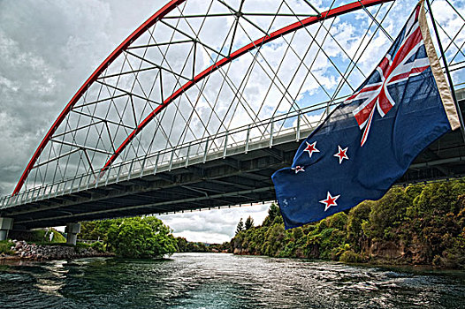 桥,上方,河,陶波,新西兰