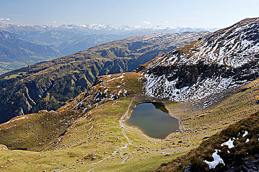 湖,远足,路线,远眺,莱茵河,山谷,瑞士,欧洲