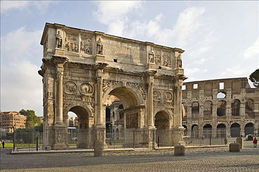 君士坦丁凯旋门,罗马角斗场,右边,罗马,意大利,欧洲