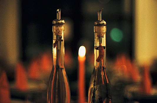 瓶子,橄榄油,餐馆,夜晚