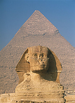 狮身人面像,正面,大金字塔,卡夫拉