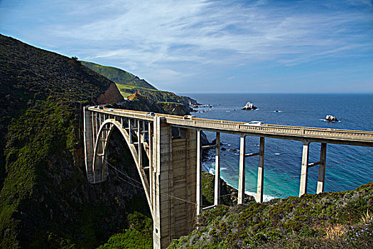 溪流,桥,太平洋海岸公路,大,中心,海岸,加利福尼亚,美国