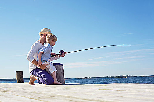 父子,钓鱼,瑞典