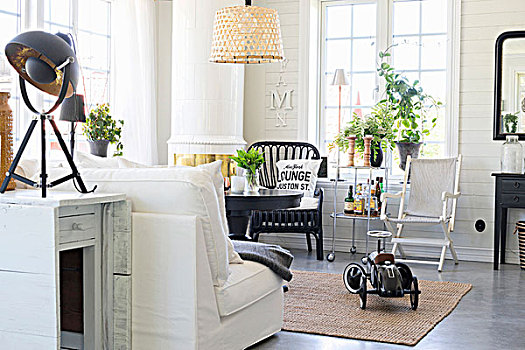 复古,地毯,多样,黑白,椅子,生活方式,区域