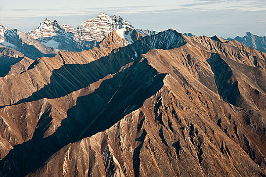 航拍,山,右边,山峦,布鲁克斯山,顶峰,保存,北极,阿拉斯加,秋天