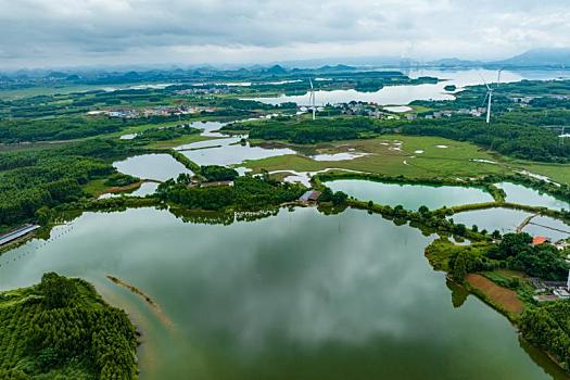 中国广西富川龟石国家湿地公园夏日风光