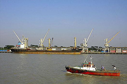 港口,海港,南,库尔纳市,城镇,向上,外国,船,安克里奇,十二月,孟加拉,十一月,2005年