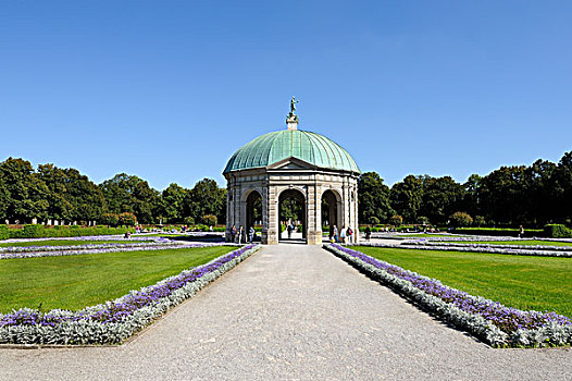 庙宇,宫廷花园,花园,慕尼黑,巴伐利亚,德国,欧洲