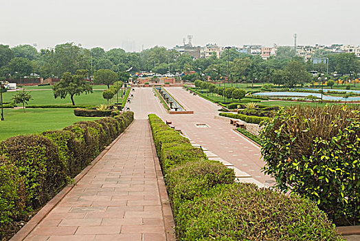 草地,纪念建筑,新德里,印度