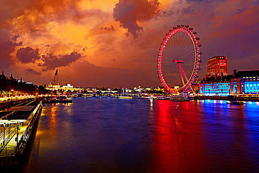 伦敦,日落,泰晤士河,靠近,大本钟,英格兰