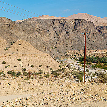 峡谷,深,阴天,阿曼,老,山