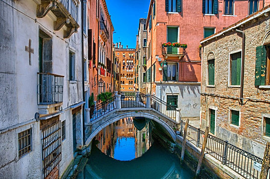 运河,桥,威尼斯,意大利
