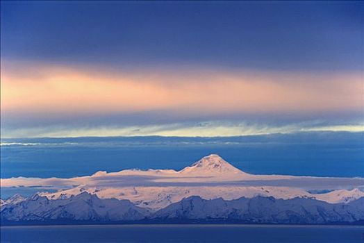 火山,风景,库克海峡,肯奈半岛,阿拉斯加,冬天
