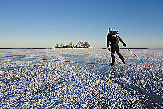 男人,滑冰,遮盖,风景