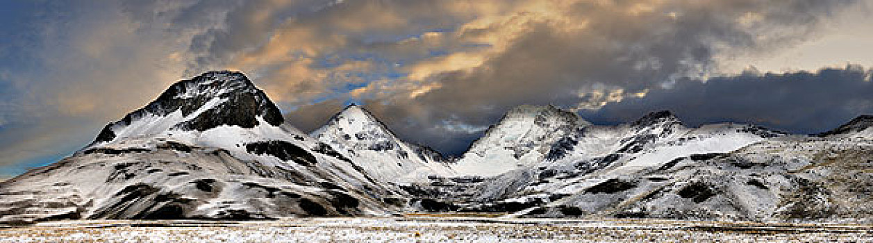 全景,积雪,安迪斯山脉,日出,玻利维亚,南美