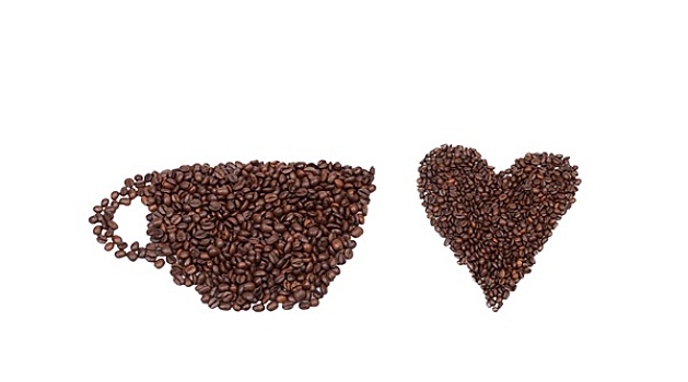 咖啡豆,心形,一杯咖啡